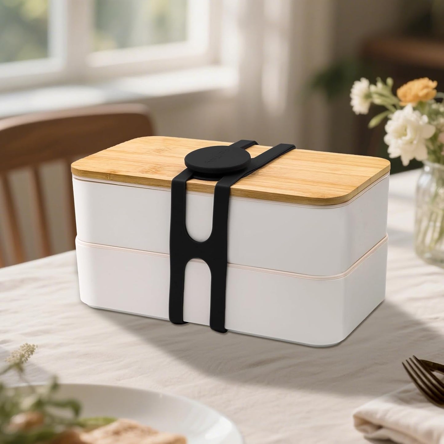 Silicone Utility Strap for Slow Cooker Lid, Pot, Bento Box, 21.65 In Reusable Elastic Self-Lock Silicone Tie for Bundling or Organizing Curtain, Cords, Yoga Mat, Camping Mat, 2pcs (Black&White)