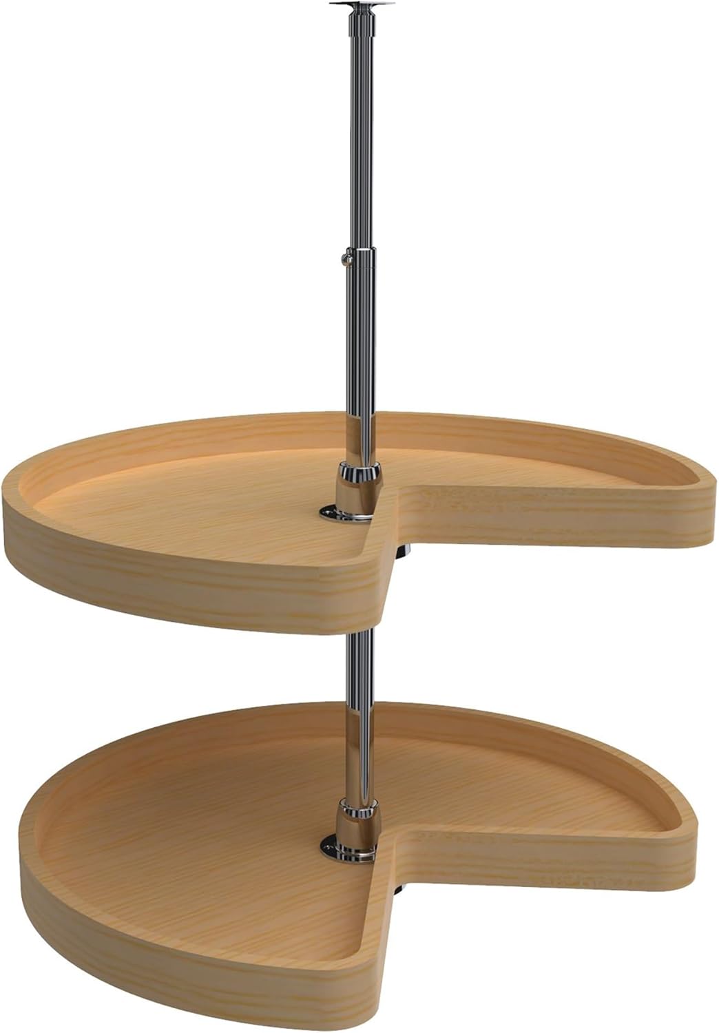 Rev-A-Shelf Dual Shelves Kidney-Shape 32" Lazy Susan Organizer for Lower Corner & Base Kitchen Cabinets, Turntable Home Storage, Wooden, 4WLS472-32-52