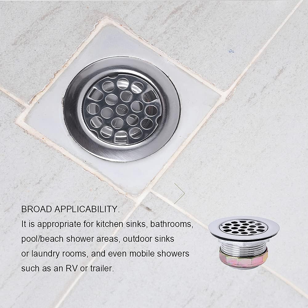 Stainless Steel Shower Strainer Assembly W/Flat Grid Strainer for Bar or Bathroom Sinks