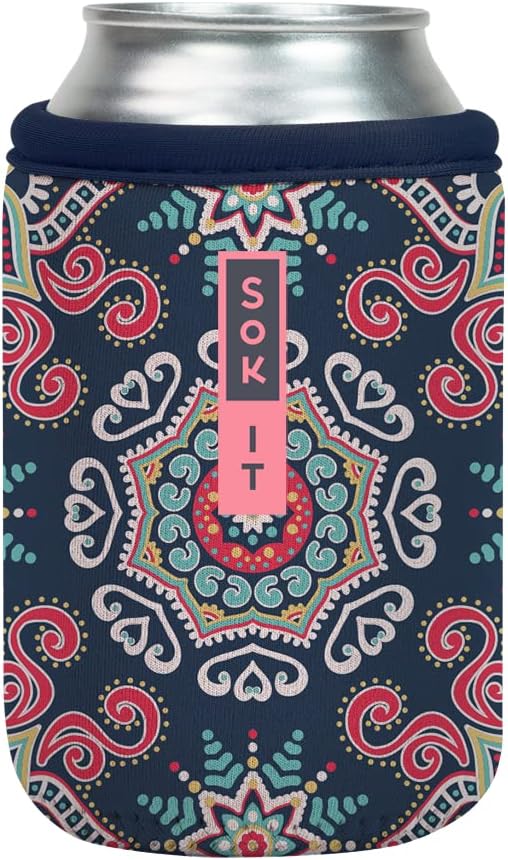 Sok It CanSok Sleeve for Beer & Soda Insulated Neoprene Cover (Floral Burst, 12oz Can Sleeve)