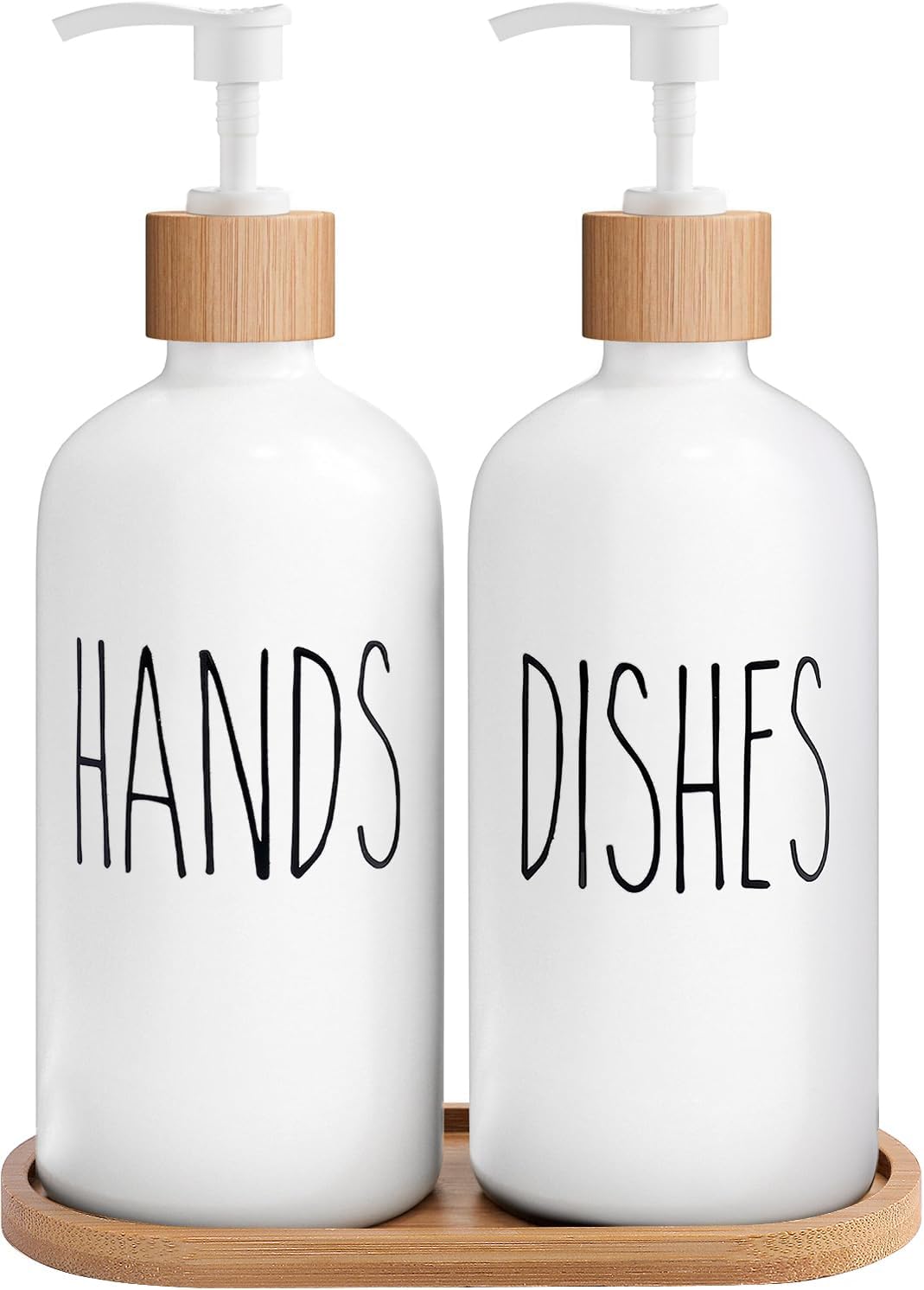 MOMEEMO White Soap Dispenser Set, Contains Hand and Dish Soap Dispenser, Suitable for Kitchen Decor. (White)