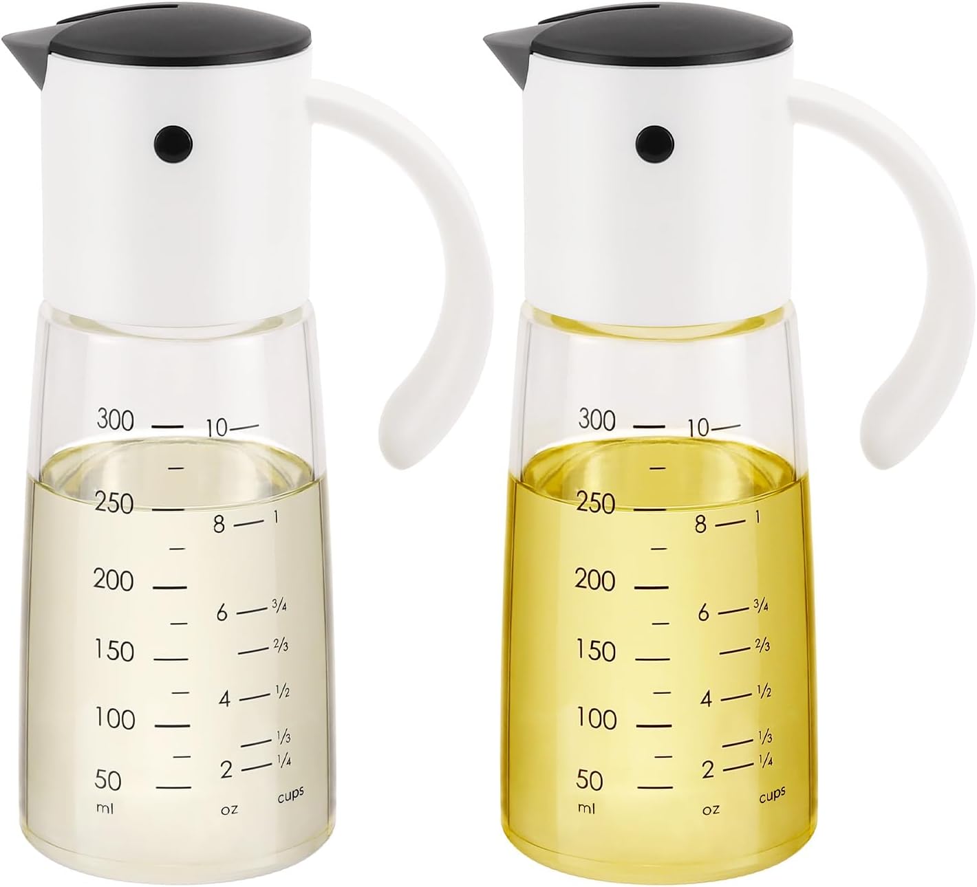 Vucchini Oil Dispenser Olive Oil Dispenser Bottle Set 10 oz for Kitchen Cooking - Auto Flip Condiment Container With Leakproof Vinegar Glass Cruet Non-Drip Spout