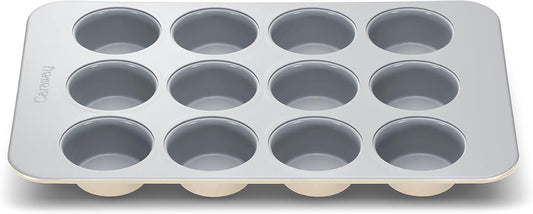 Caraway Non-Stick Ceramic 12-Cup Muffin Pan - Naturally Slick Ceramic Coating - Non-Toxic, PTFE & PFOA Free - Perfect for Cupcakes, Muffins, and More - Cream