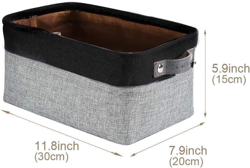 DECOMOMO Small Storage Basket, Closet Storage Bins, Baskets for Organizing Shelves (Grey & Black, Small - 6 Pack)