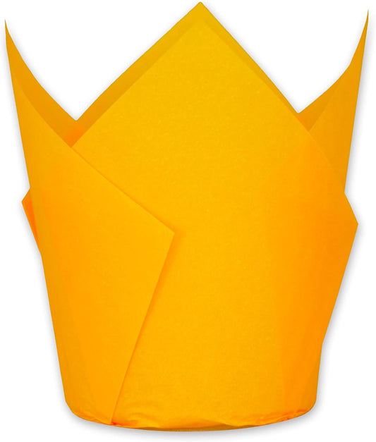Orange color Large size Tulip Baking Cups 2-1/4"(Base diameter) x 4"(Wall height) Parchment paper baking cupcake Muffin liners, Case of 130 pcs