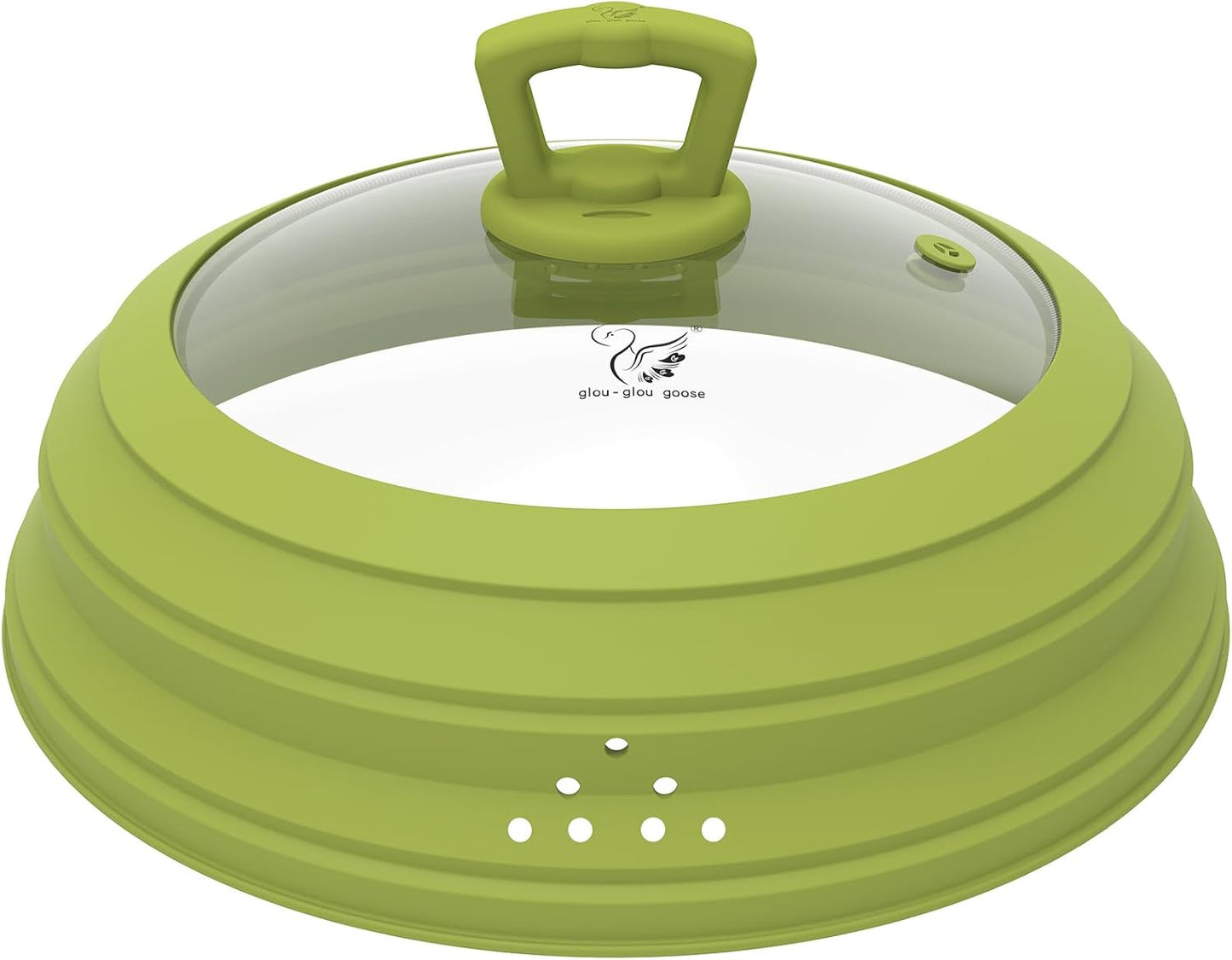 Microwave Splatter Cover Vented Glass Splatter Guard Lid with Collapsible Silicone for Food as Pot Covers Plate 10.8 inch for 6 7 8 9 10 inch Plate Bowl