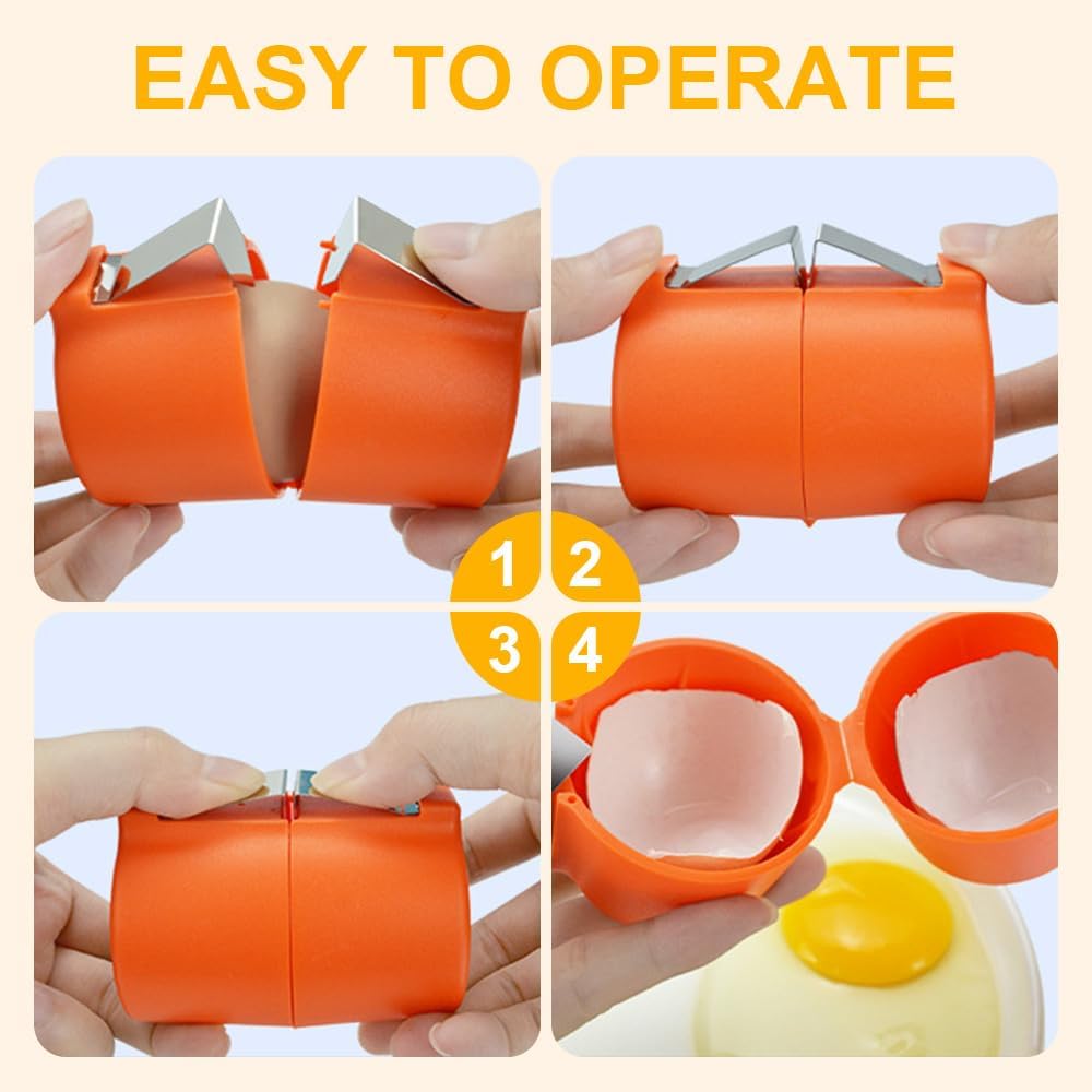 2025 Premium Egg Shell Opener, Egg Shell Cutter Eggs Shell Separator for Raw Eggs, Multifunctional Egg Cutter Egg Cracker Separator for Home Kitchen Gadgets (Yellow)