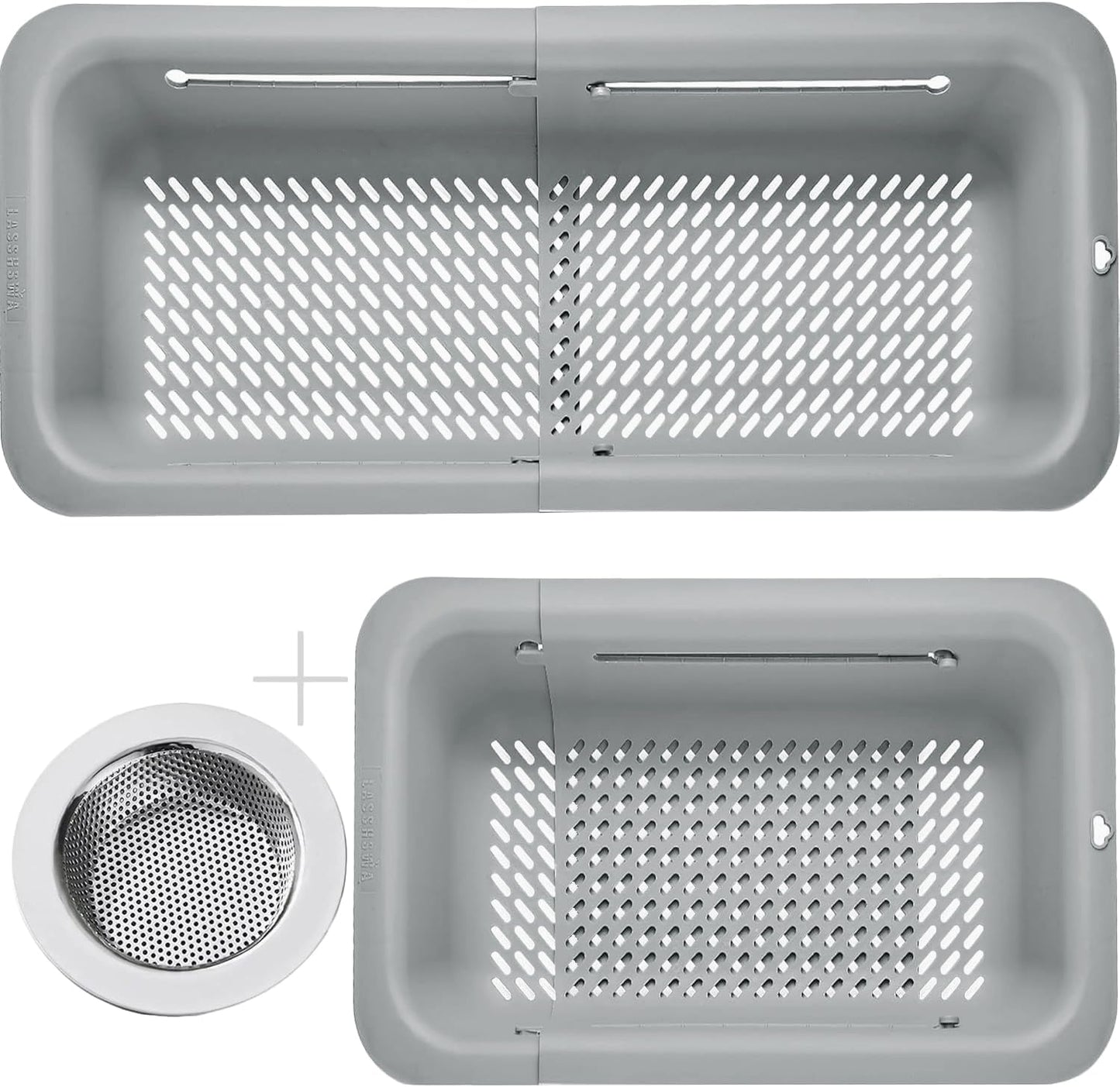 LASSHSWA Collapsible Colander and Strainer for Kitchen, Over the Sink Strainer Basket for Kitchen, Fruit Pasta Food Strainer Expandable Plastic Colander with A Sink Drain Strainer Stainless Steel