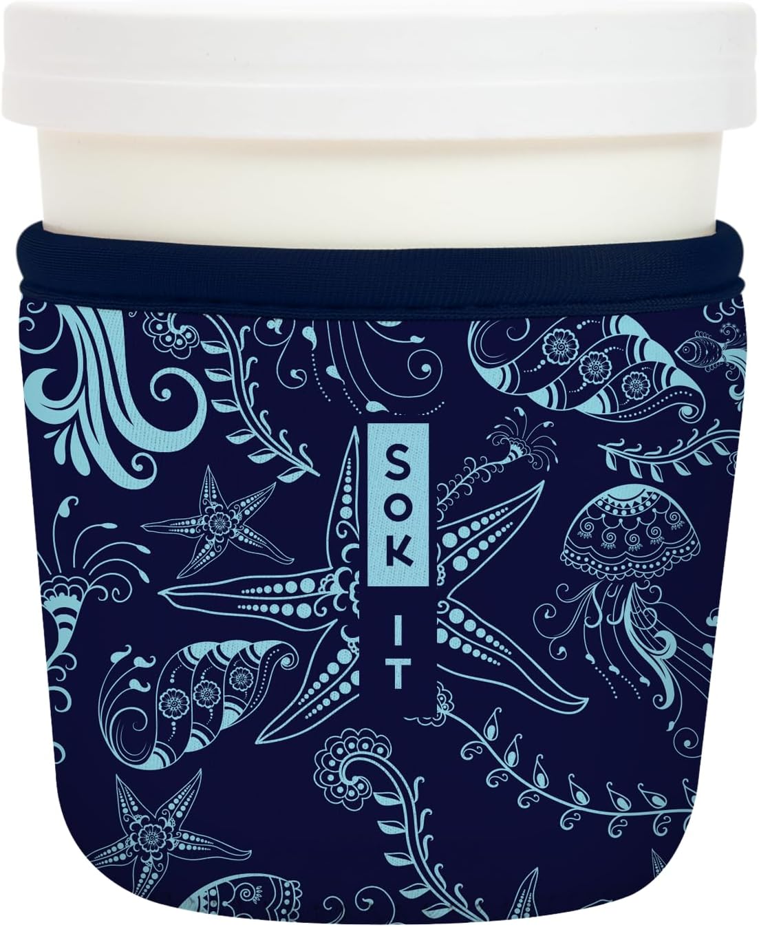 Sok It IceCreamSok Insulated Neoprene Cover (Ocean Oasis, Tapered Ice Cream Pints)