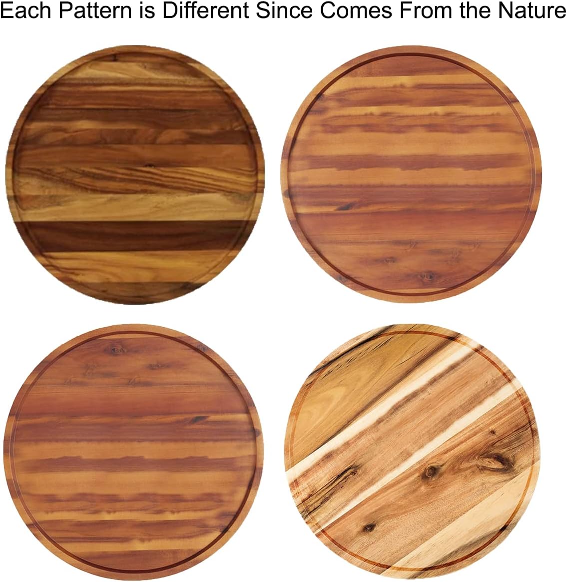 21" Acacia Wood Lazy Susan Organizer Kitchen Turntable for Cabinet Pantry Table Organization