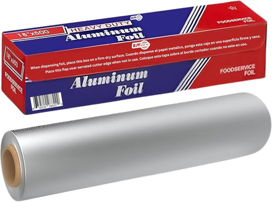 18” x 500 Feet Heavy Duty Aluminum Foil Wrap | Commercial Grade for Food Service Industry | Aluminum Silver Foil for Cooking, Baking, Roasting, BBQ & Parties | 18"x 500 Feet Long. (1)