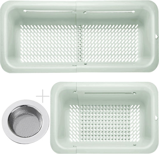 LASSHSWA Collapsible Colander and Strainer for Kitchen, Over the Sink Strainer Basket for Kitchen, Fruit Pasta Food Strainer Expandable Plastic Colander with A Sink Drain Strainer Stainless Steel