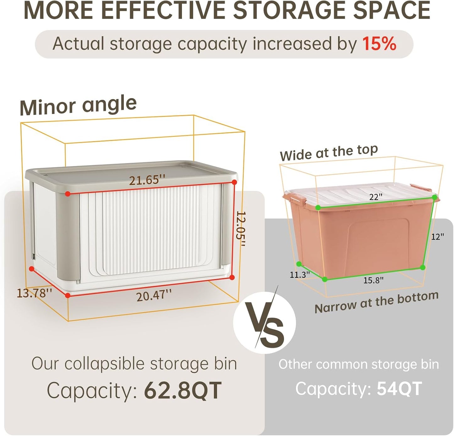 HAIXIN Collapsible Storage Bins with Lids 4 Pack - 62.8 QT Foldable Closet Storage and Organizer Plastic Stackable Storage Box for Home Garage Office Craft