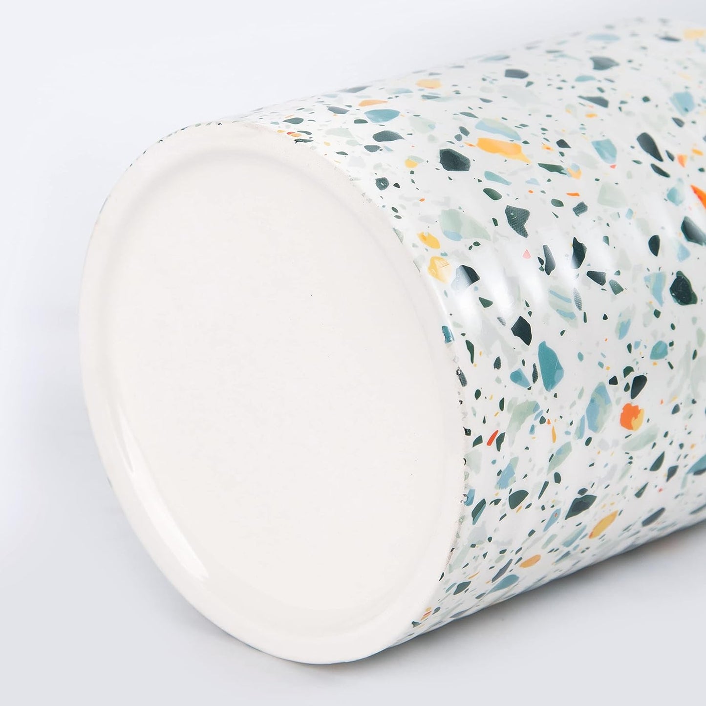 Kitchen Utensil Holder,7.2″Extra Large Stable Terrazzo Marble Pattern Ceramic Utensil Crock,Utensil Organizer for Countertop,Kitchen Decor,Utensil Holder for Housewarming,Wedding Gift Blue