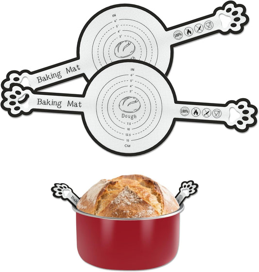 2-Pack Silicone Bread Sling for Dutch Oven – Fits 4–7 Qt Round Dutch Ovens – Heat Resistant Baking Mat with Handles, 0.7mm Thick, Oven Safe up to 446°F