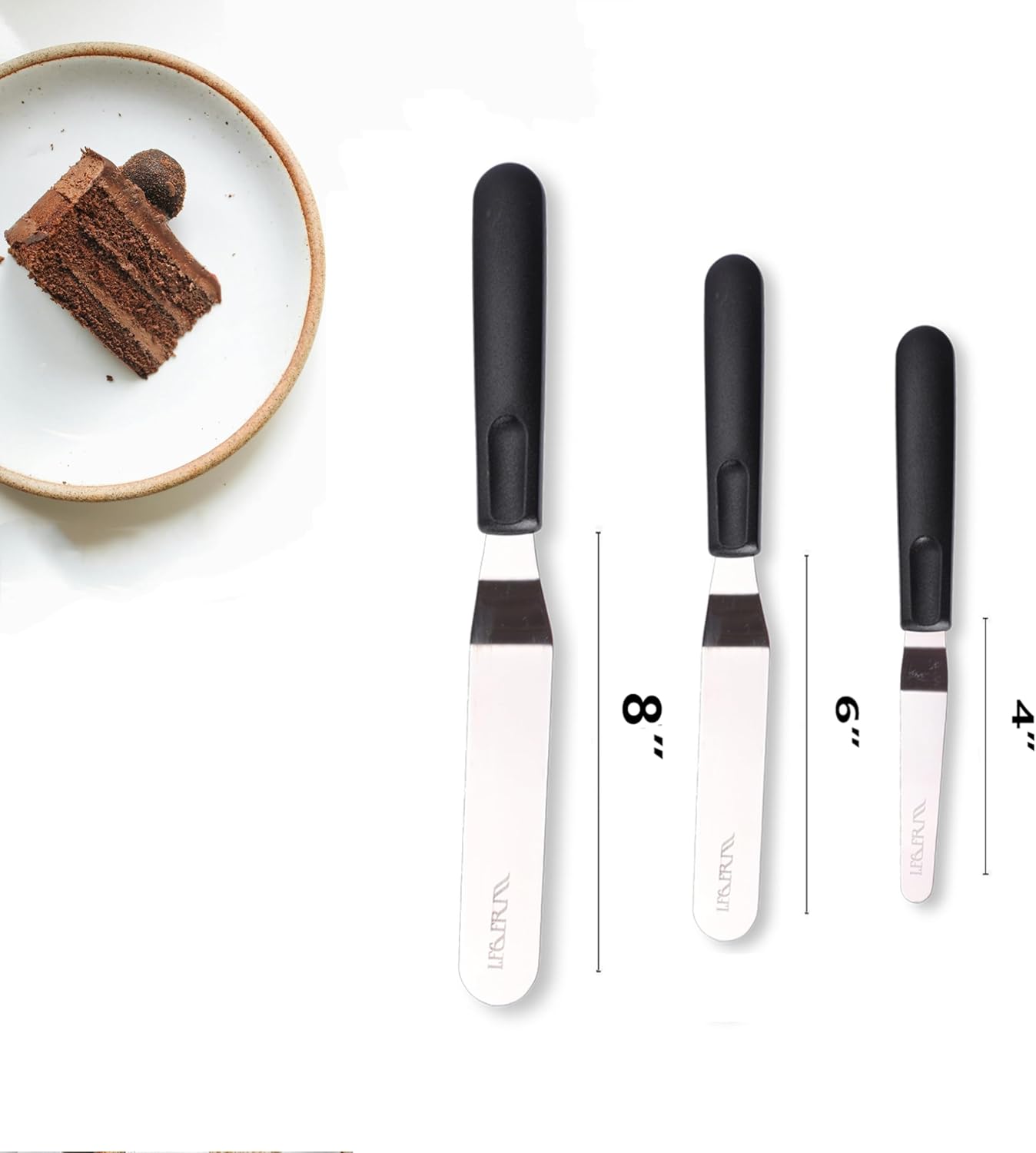 Cake Icing Spatulas with Non-Slip Handle 4 6 Inch Small Offset Palette Knife for icing smoother, Flat Pallet Knives for Baking or Frosting, Stainless Steel Cake Decorating Spatulas Angled Spatula