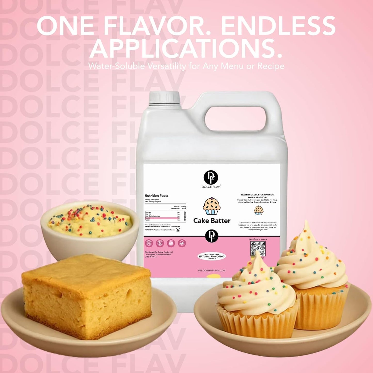 Dolce Flav Cake Batter Flavoring – 32 oz. – Premium Water-Based Extract for Ice Cream, Desserts, Boba, Beverages & Baked Goods | Perfect for Bakeries, Cafés & Restaurants