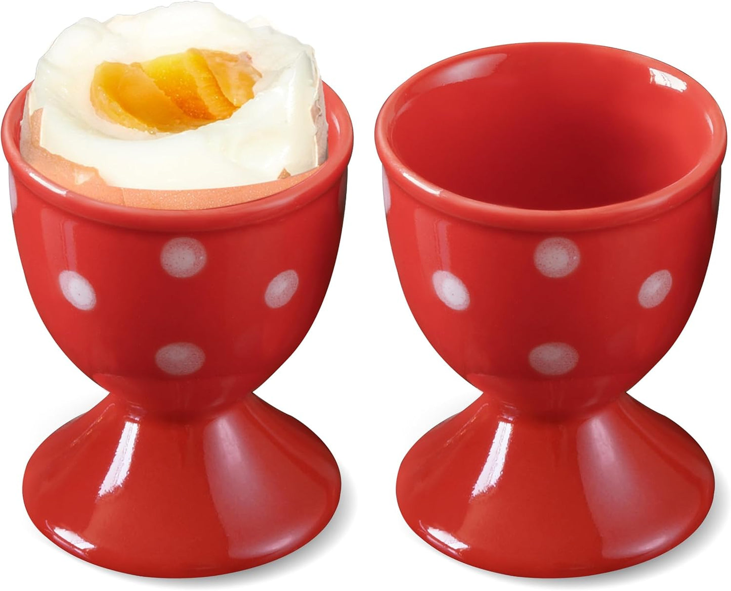 Cinf Easter Ceramic Egg Cup Red Set of 2 Porcelain Holder Breakfast Boiled Cooking Easy to Clean Childhood Memories Kitchen