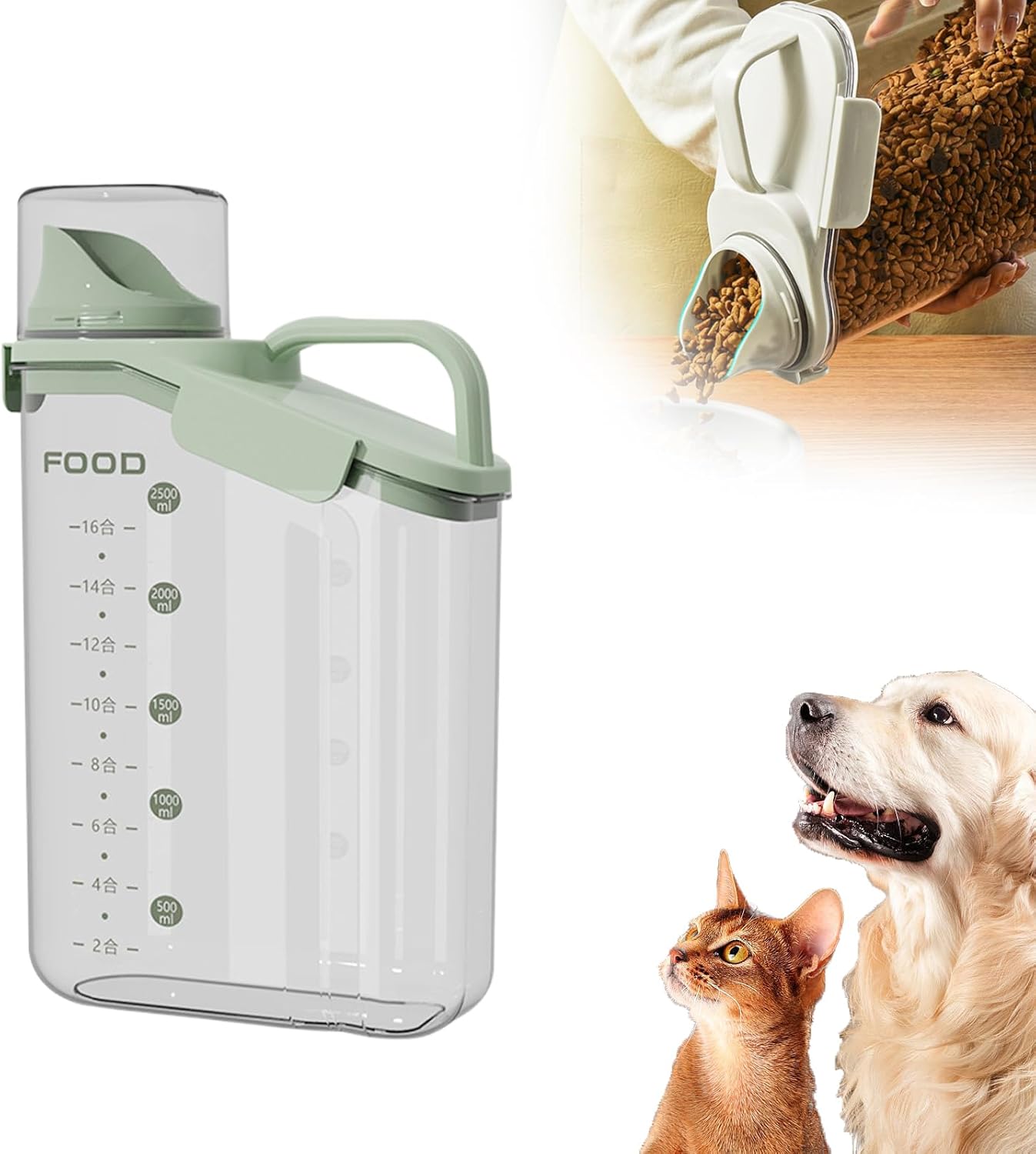 Clear Airtight Food Storage Containers, Transparent Cereal Dry Food Storage with Pouring Spout, for Flour, Sugar and Cereal (95oz Blue)