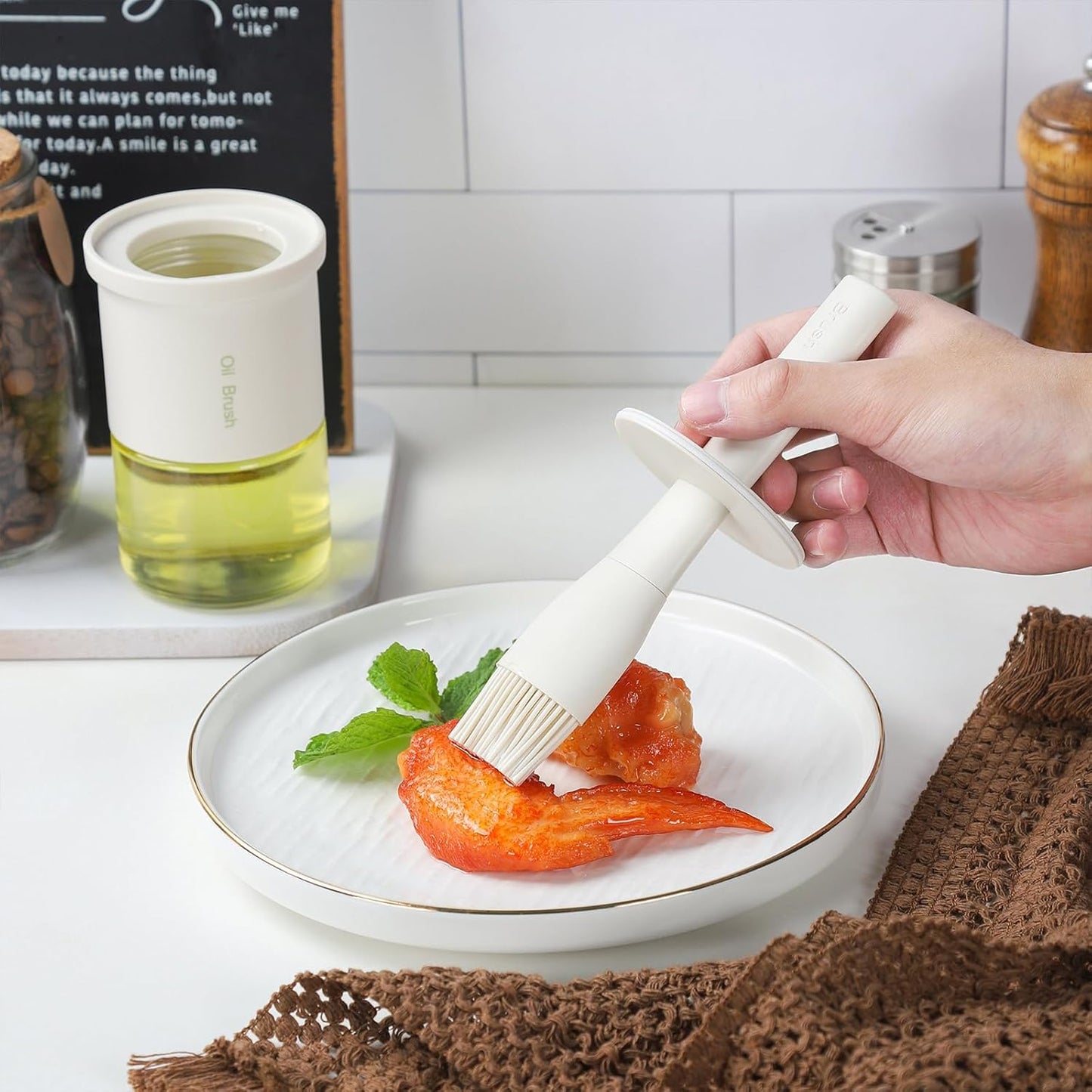 3 pack Oil Bottle 300ml/10oz Glass Dispenser with Silicone Brush for Kitchen Cooking, BBQ Sauce, Vinegar