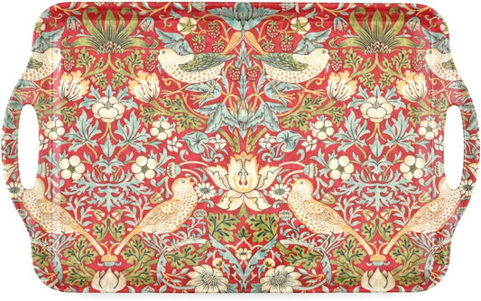 Pimpernel Morris & Co Strawberry Thief Red Melamine Tray with Handles - Elegant Serving Tray for Tea Parties, Decorative Table Display - Stylish Kitchen & Dining Organization, Ideal Gift for Her