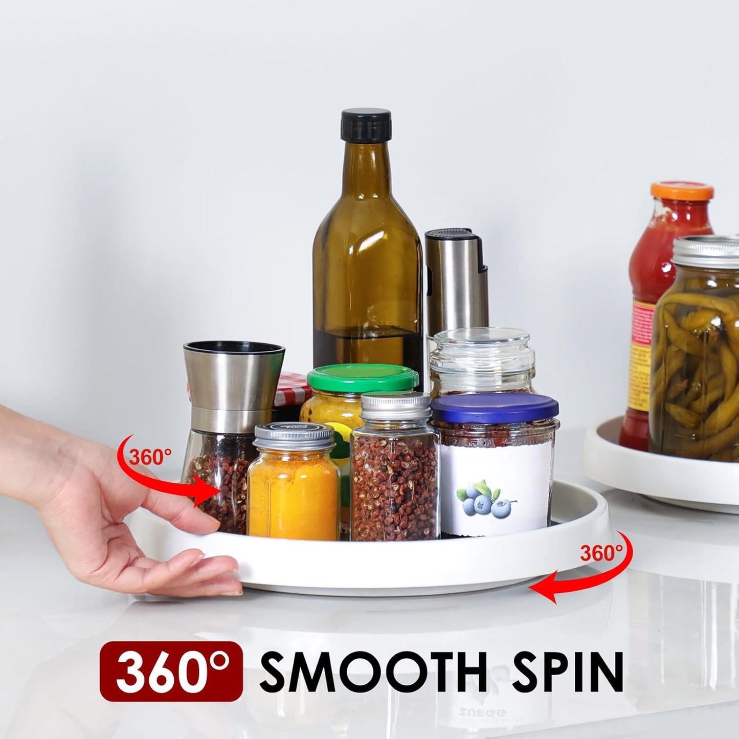 2 Pack, 12-Inch Non-Skid Lazy Susan Organizers - Turntable Rack for Pantry Organization and Storage, Kitchen, Fridge, Cabinets, Bathroom Makeup Vanity Countertop, Under Sink Organizing, Spice Rack