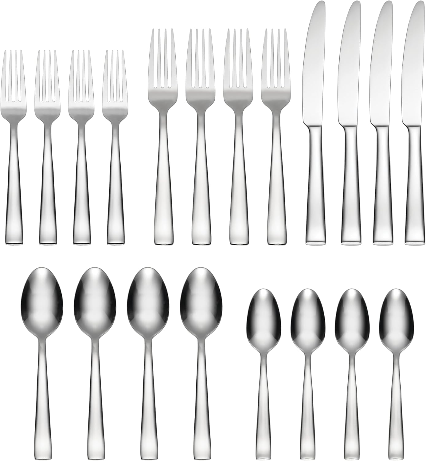 Oneida H147020A Monolith 20 Piece Everyday Flatware, 18/0 Stainless Steel, Silverware Set (Service for 4)