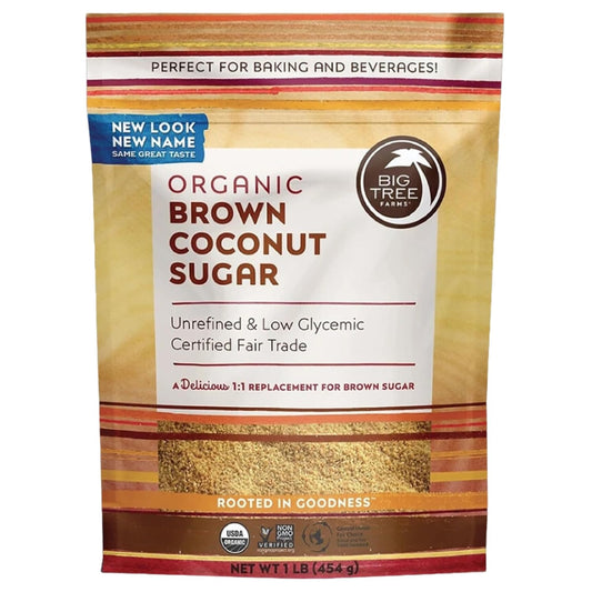 Big Tree Farms Organic Brown Coconut Sugar - Coconut Palm Sugar, Unrefined, Fine Crystals, Cane Sugar Replacement, Coconut Blossom Nectar, Vegan, Perfect for Baking - 1 Pound (Pack of 1)