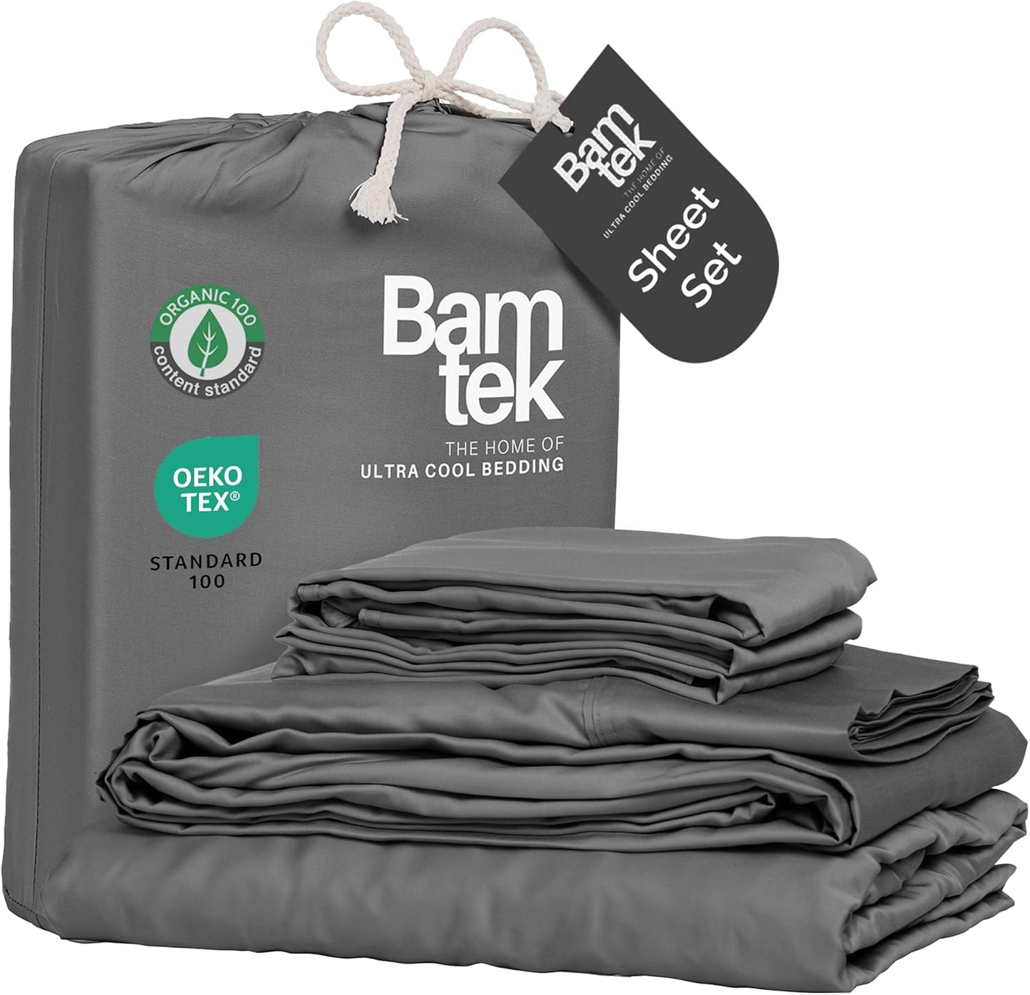 100% Viscose from Bamboo Sheets Full Size, Super Soft Bedding Set, 4PC Cooling Sheets for Hot Sleepers, Vegan Silk Moisture Wicking, Organically Grown Bedsheet, Steel - 54" x 75"