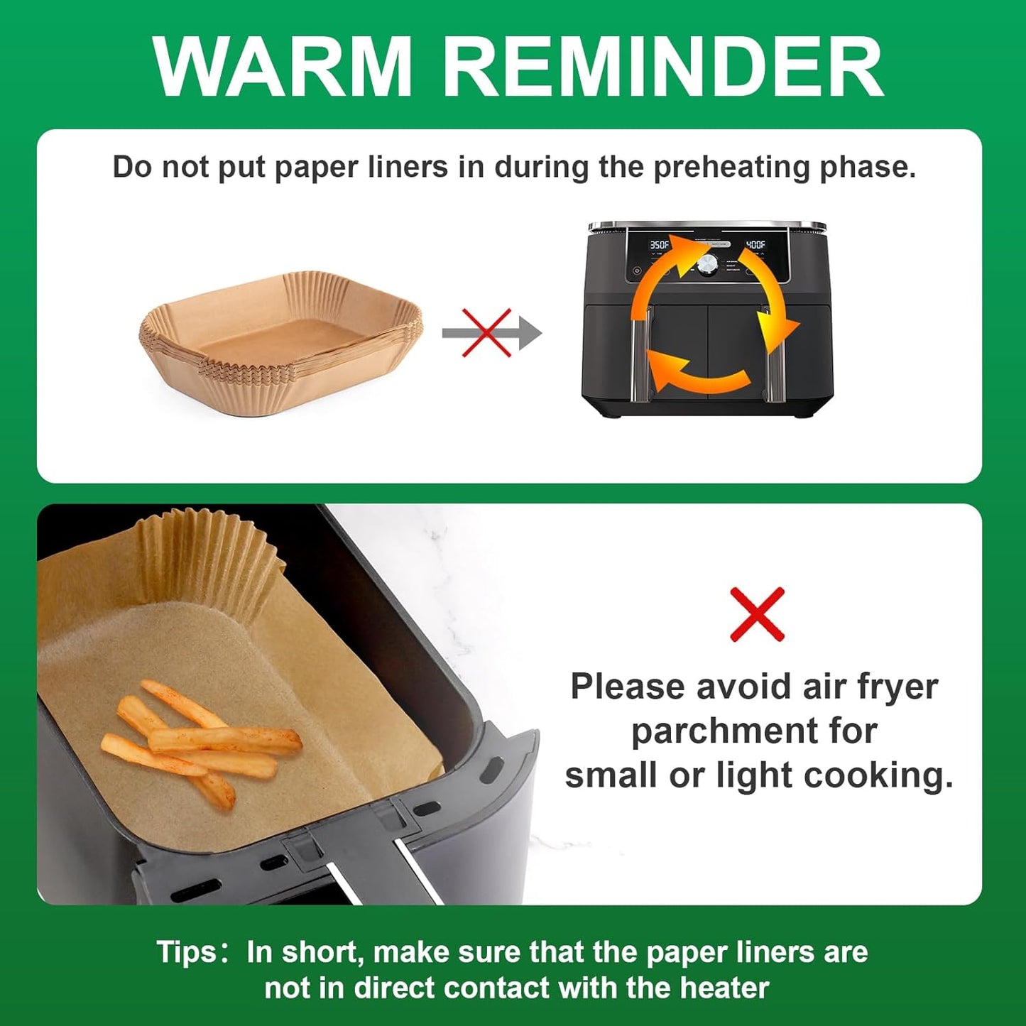 Air Fryer Liners Disposable, 100 pcs Rectangle Parchment Paper Sheets for Ninja Dual Air Fryer