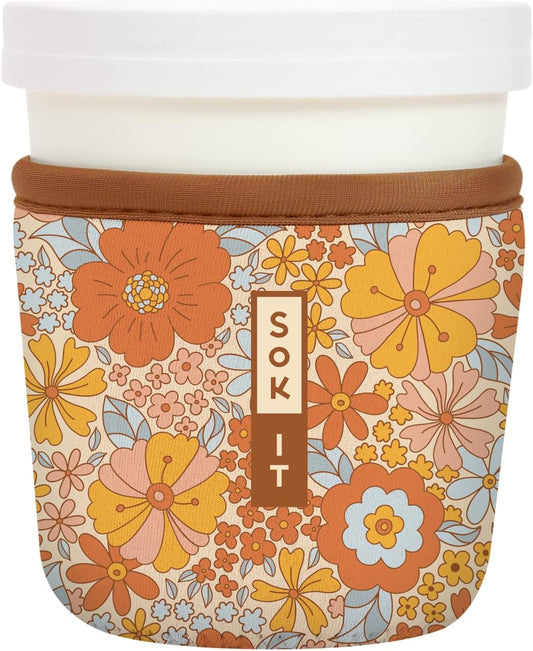 Sok It IceCreamSok Insulated Neoprene Cover (Flower Power, Tapered Ice Cream Pints)