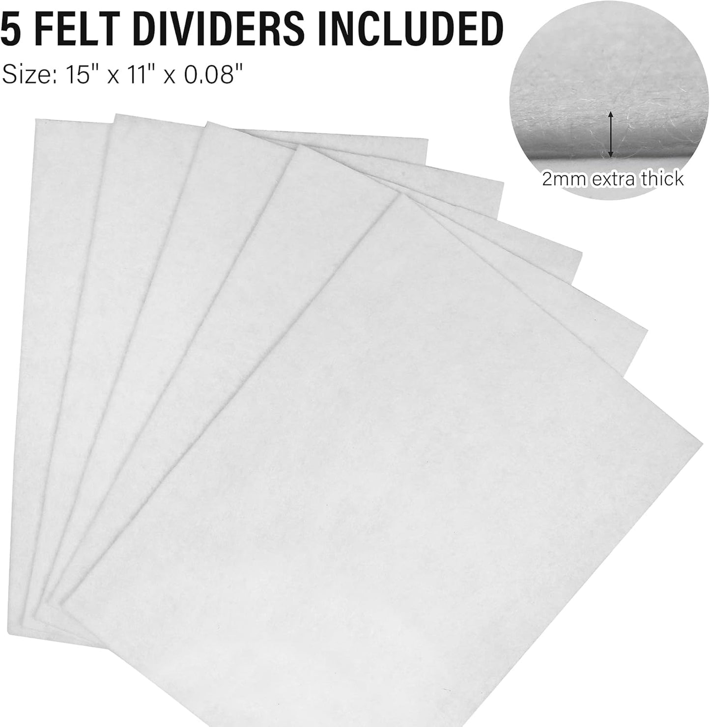 LotFancy Platter Storage Case, Hard Shell, China Storage Container for Moving, 17x13x3.5 in, 5 Felt Dividers Included