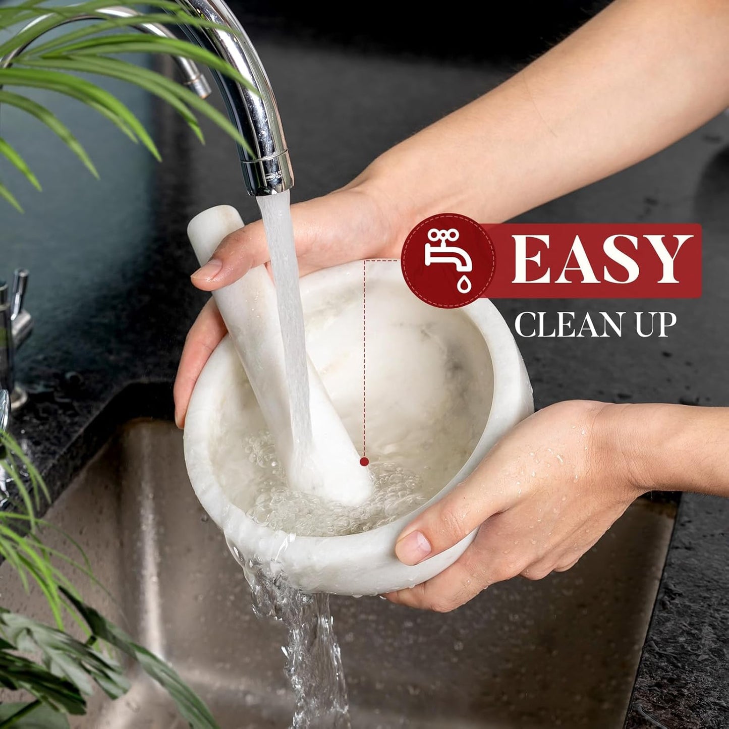 Koville Marble Mortar and Pestle Set, 7"-4 Cups Grinder Bowl for Guacamole, Salsa, Pill Crusher, Spice, Herb, Garlic, Nut, Heavy Duty Grinder for Kitchen(Namib Fantasy)