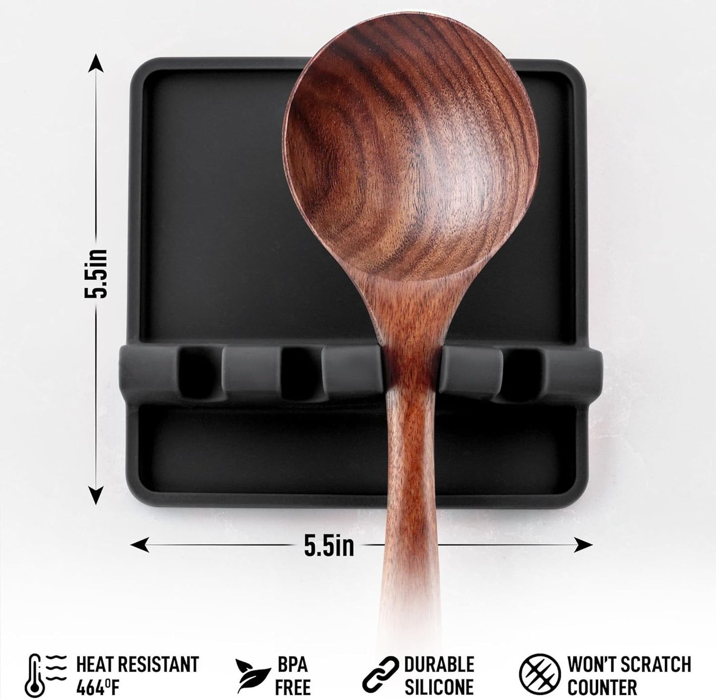 Zulay Kitchen Silicone Utensil Rest - BPA-Free, Durable Spoon Rest with Drip Pad - Heat-Resistant for Stove Top & Counter - Kitchen Gadget Holder