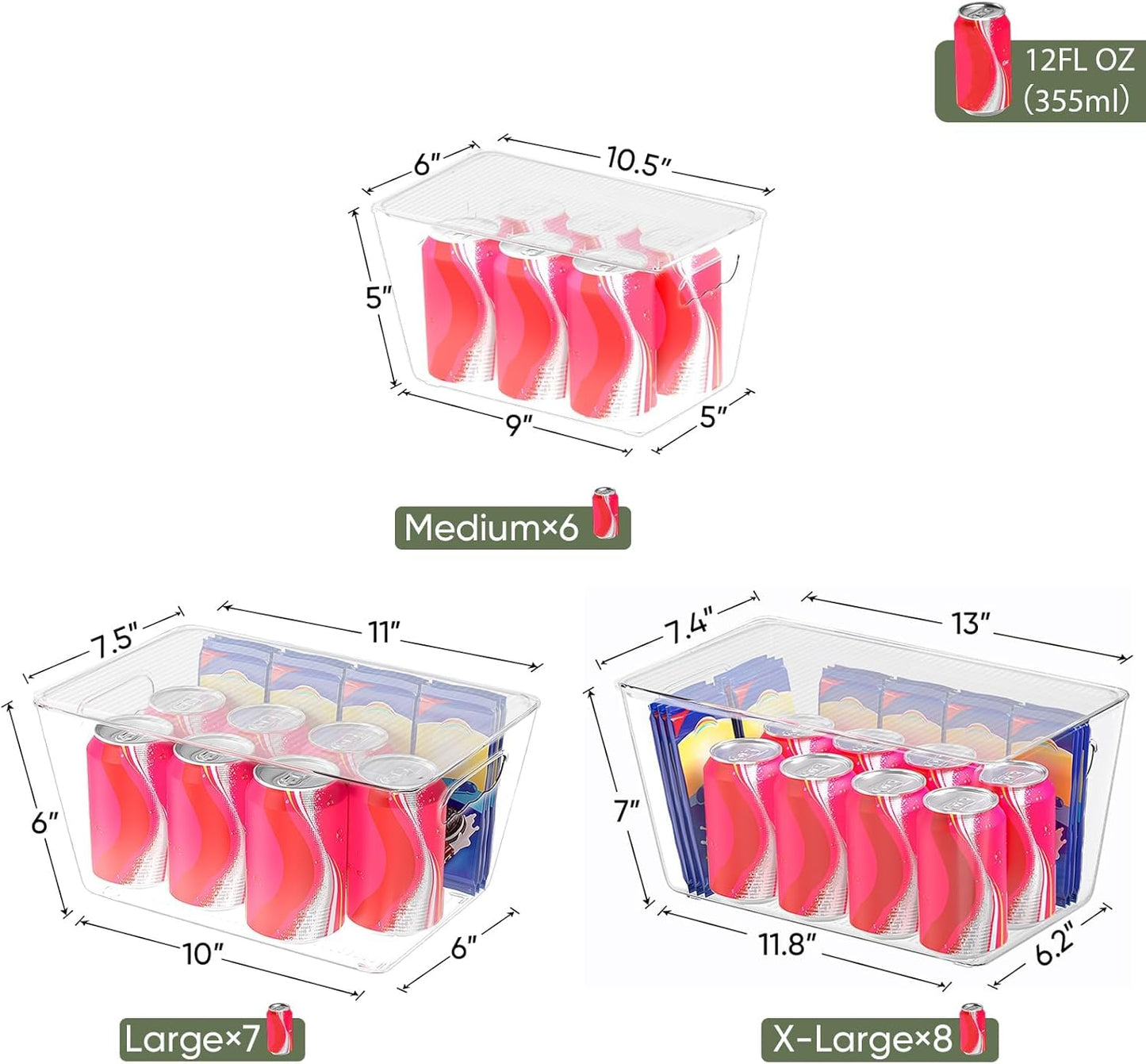 BALEINE Clear Stackable Storage Bins with Lids, Plastic Containers with Handle for Pantry Organizers and Storage, Plastic Bins for Fridge, Kitchen, Bathroom, Cabinet (13x7.4x7, 8PK)