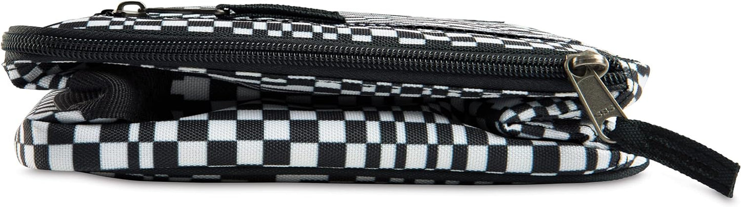 PackIt Freezable Classic Lunch Box, Checked Out, Built with EcoFreeze Technology, Collapsible, Reusable, Zip Closure With Zip Front Pocket and Buckle Handle, Perfect for School Lunches