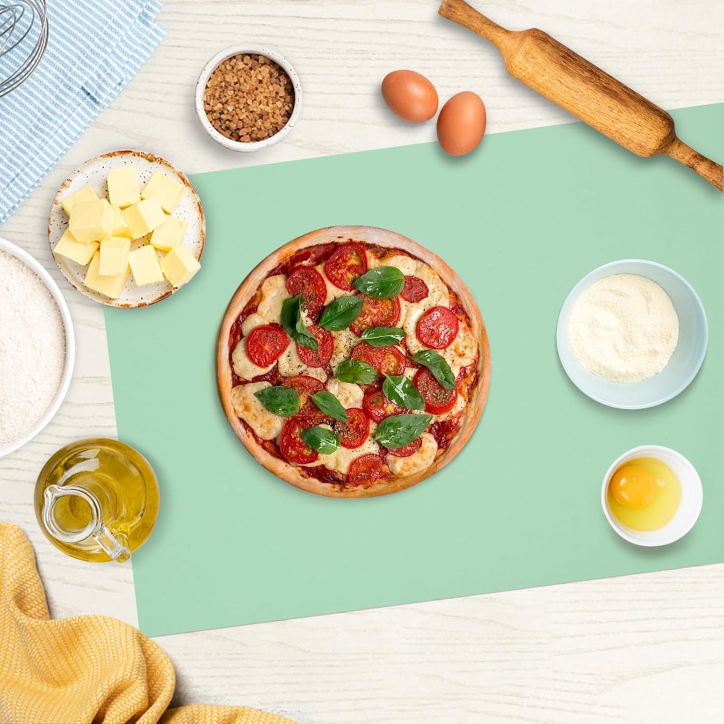 Silicone Mats for Kitchen Counter, Nonslip Silicone Mats for Crafts Countertop Protector Heat Resistant Mat (78.7” x 24” x 0.08”, Light Green)