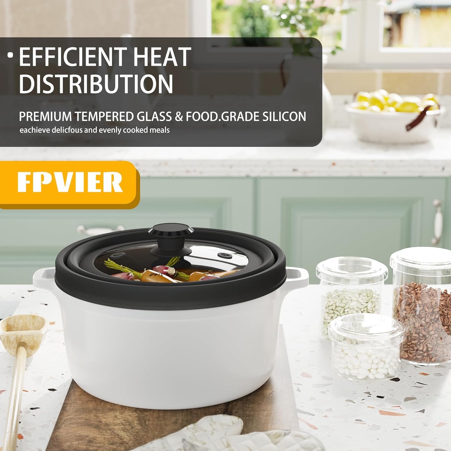 Collapsible Microwave Splatter Cover - Vented Silicone & Glass Lid with Easy-Grip Handle, Fits 6 to 8 Inch Plates & Bowls, 9 Inch Diameter, Prevents Splatters & Ensures Even Heating