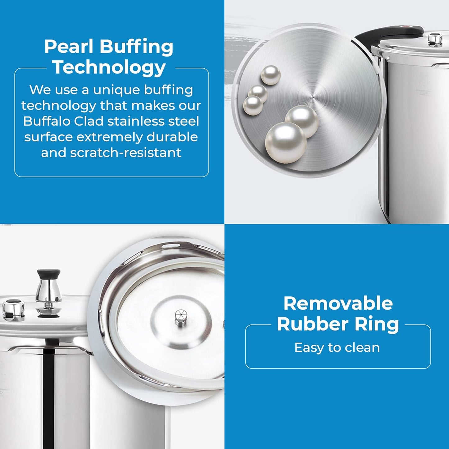 Buffalo Pressure Cooker 21 Qt Stainless Steel - Large Canning Pot with Lid for Home, Commercial Use - Easy to Clean Any Stove Top Pressure Canner, Can Cooker - SG Certificate QCP420