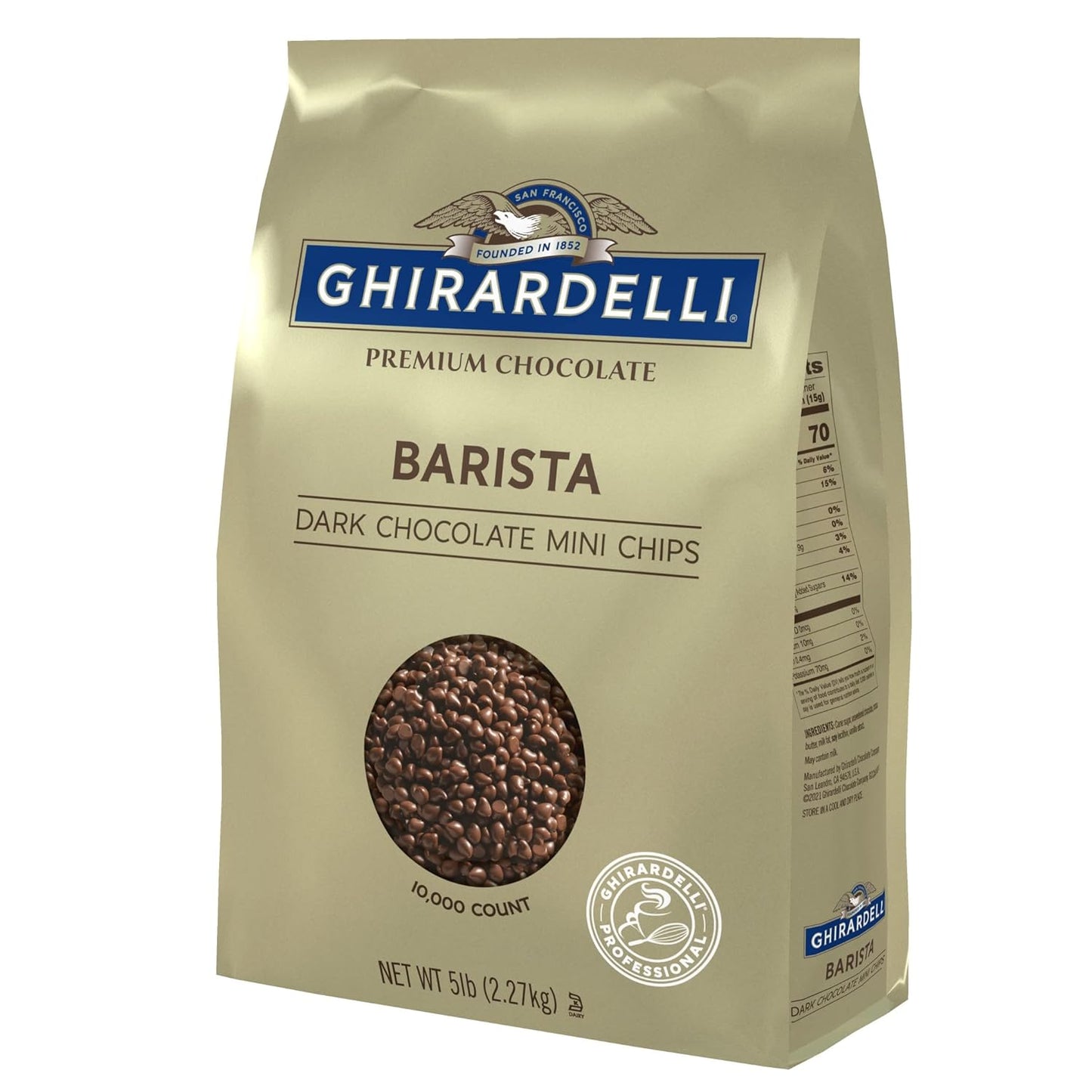 Ghirardelli Chocolate Company Dark Chocolate Barista Mini Chips 10,000 per lb., 5lb (Pack of 2)