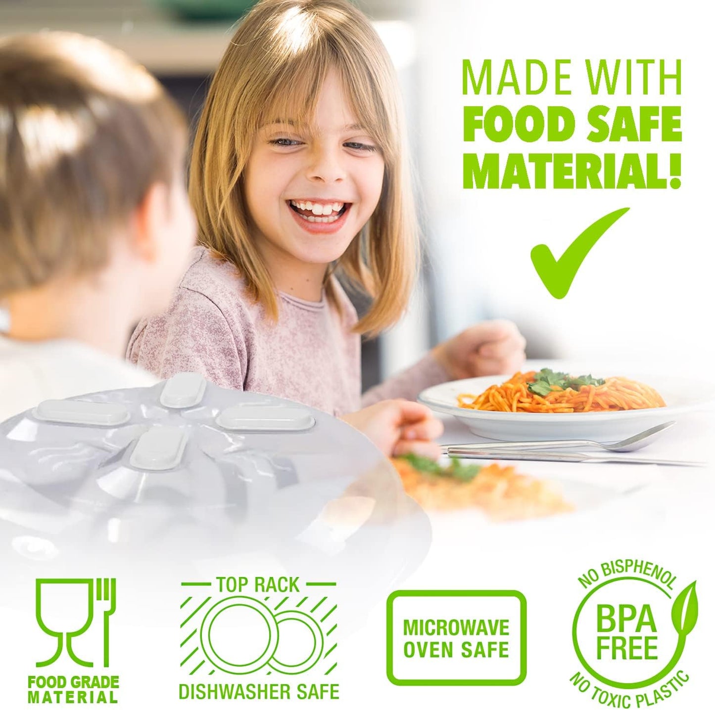 Magnetic Microwave Splatter Cover, Clear Microwave Cover for Food - Vented & Magnetic Microwave Food Cover, 12-inch, BPA-Free - White