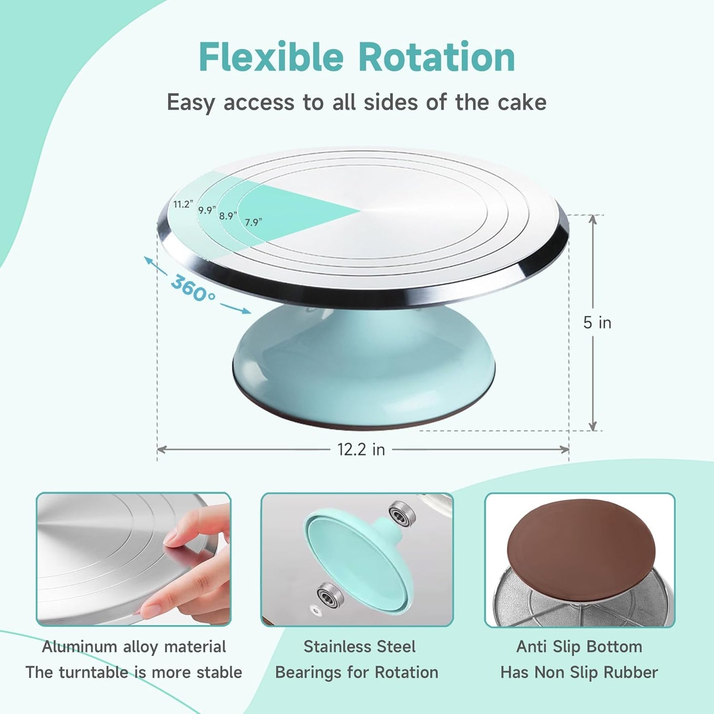 Cake Decorating Kit, 138pcs Cake Decorating Supply with 12 Inch Aluminium Cake Turntable, 64 Numbered Icing Piping Tips, 2 Spatulas, 3 Icing Comb Scraper and Leveller, Piping Bags,cake decorating tool