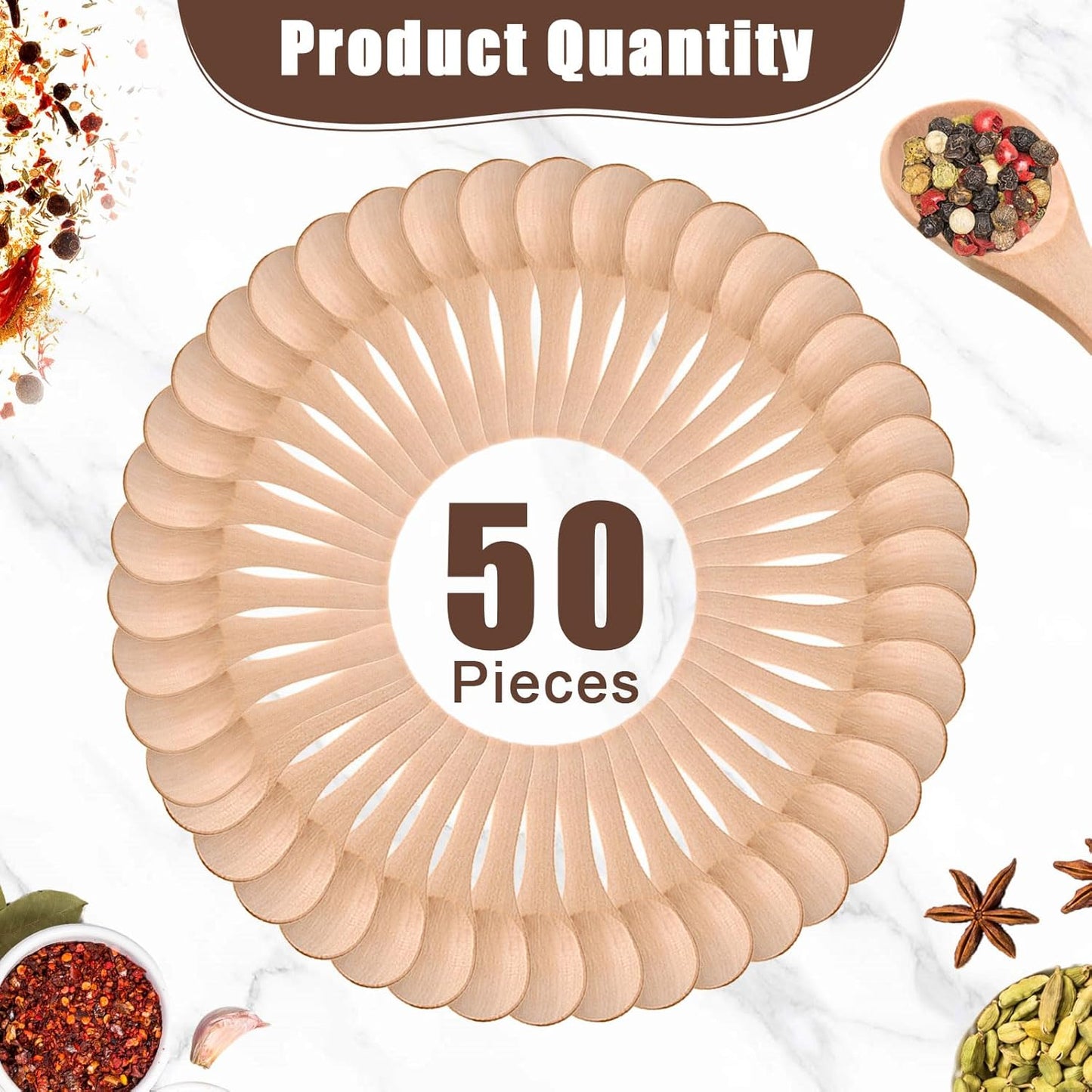 Boao 50 Pcs Small Wooden Spoons, 3.5'' L, Mini Wood Natural Tiny Spoons Wooden Little Teaspoons for Jars Sugar Creamer Honey Spices Salt Kitchen Supplies (Wood Color)