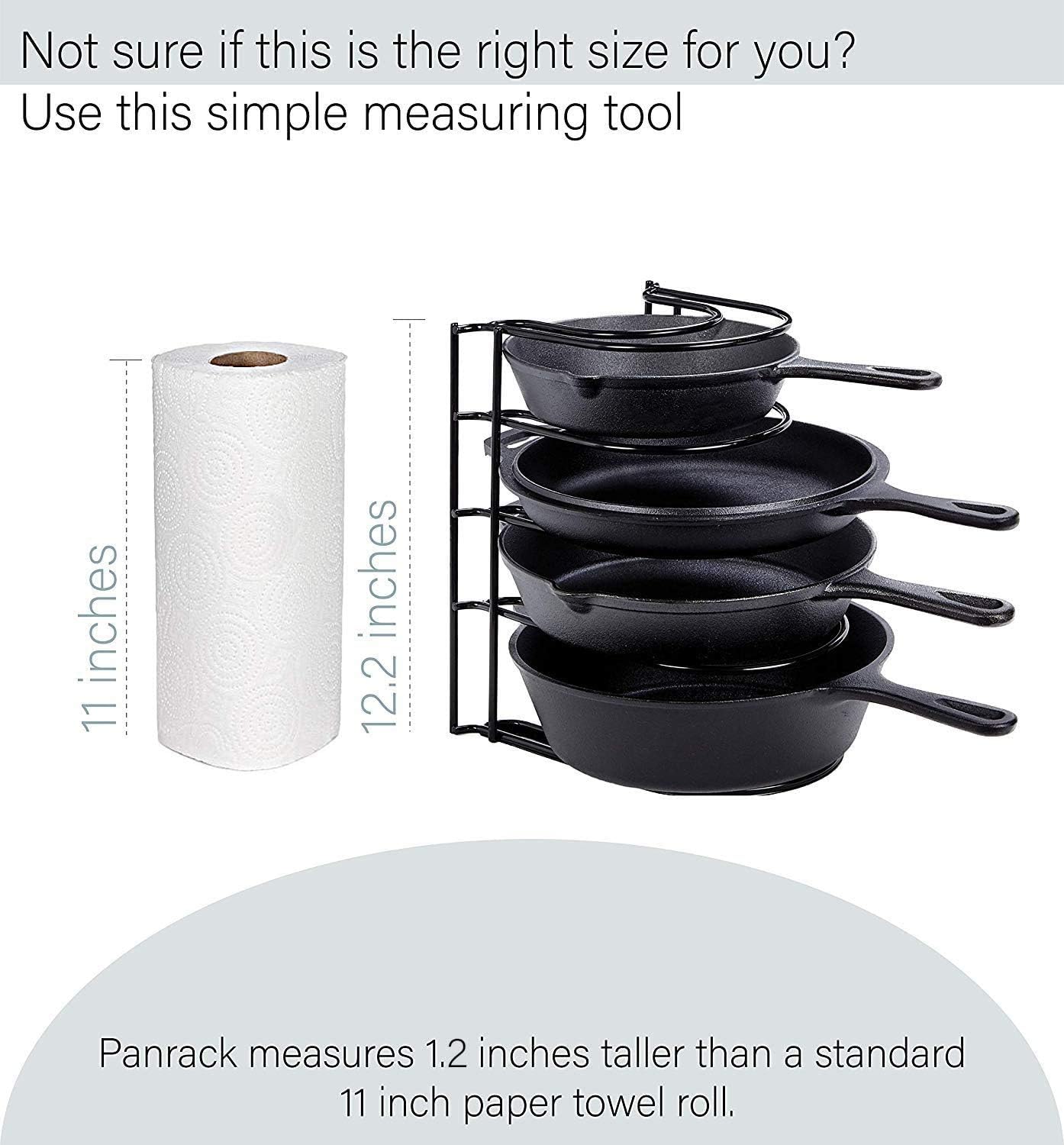 Cuisinel Heavy Duty Pots and Pans Organizer Rack - 12.2"-Inch Tall - 5 Tier Rack - Holds 50 LB - Cast Iron Skillets, Griddles, Shallow Cookware - Space Saving Kitchen Storage - No Assembly Required