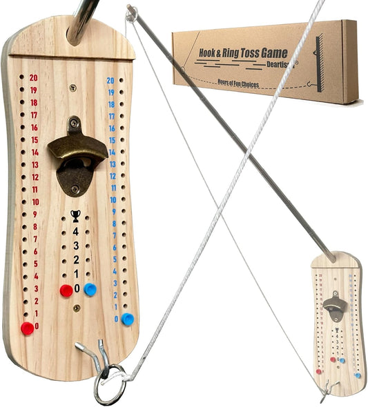 Hook and Ring Toss Game Bottle Opener Ring Toss Game for Indoor Outdoor Party Man
