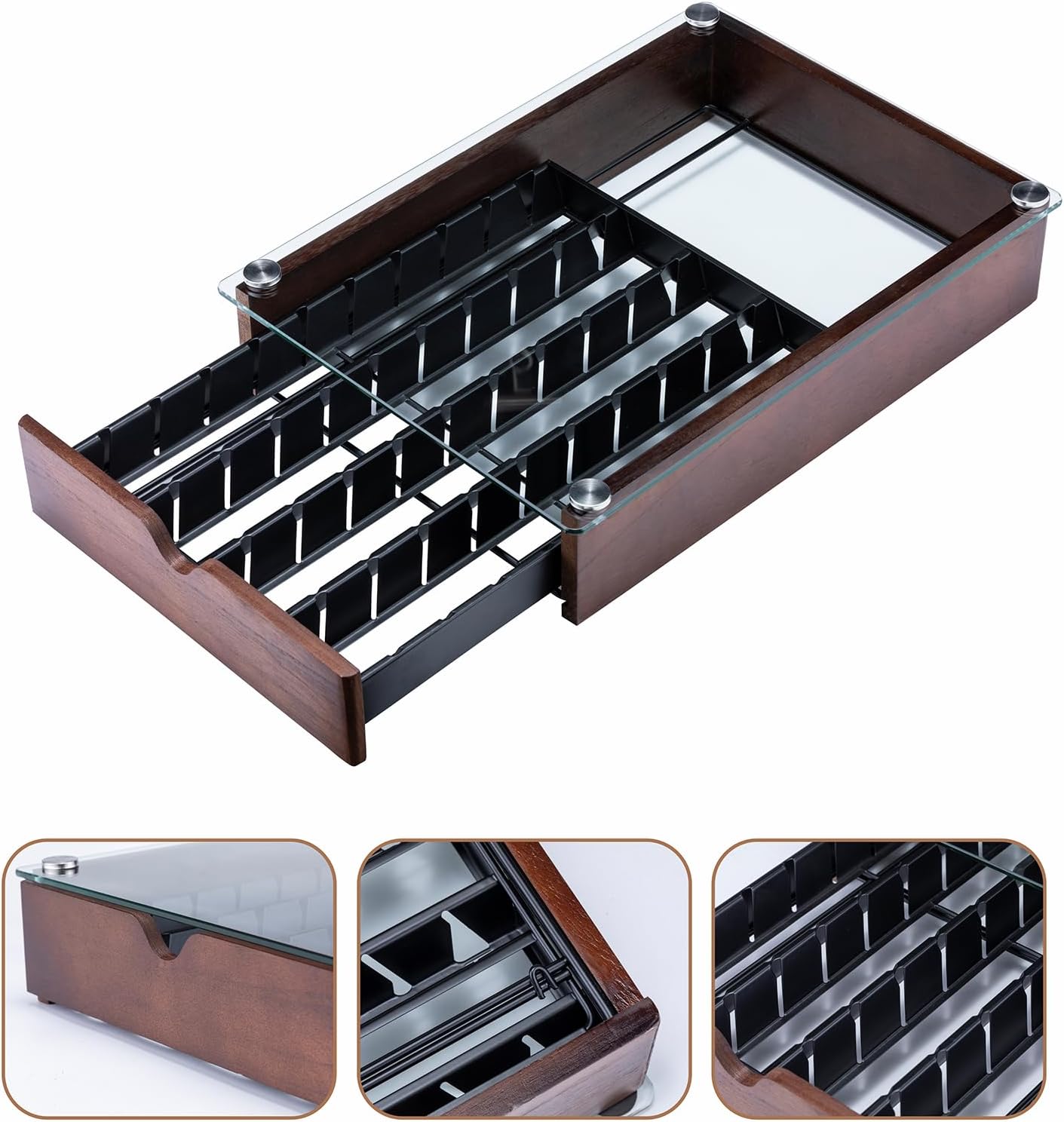 Nespresso Pod Holder Vertuo Pod Drawer With Glass For Cabinet Vertuoline Pod Storage Rack For Counter (40 Pods)
