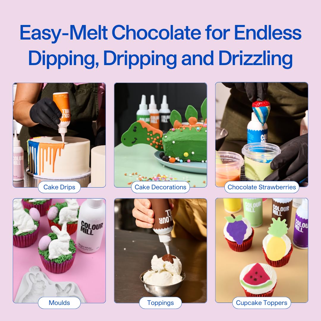 Colour Mill Chocolate Drip Easy-Melt Drizzle for Desserts, 125 Grams Purple