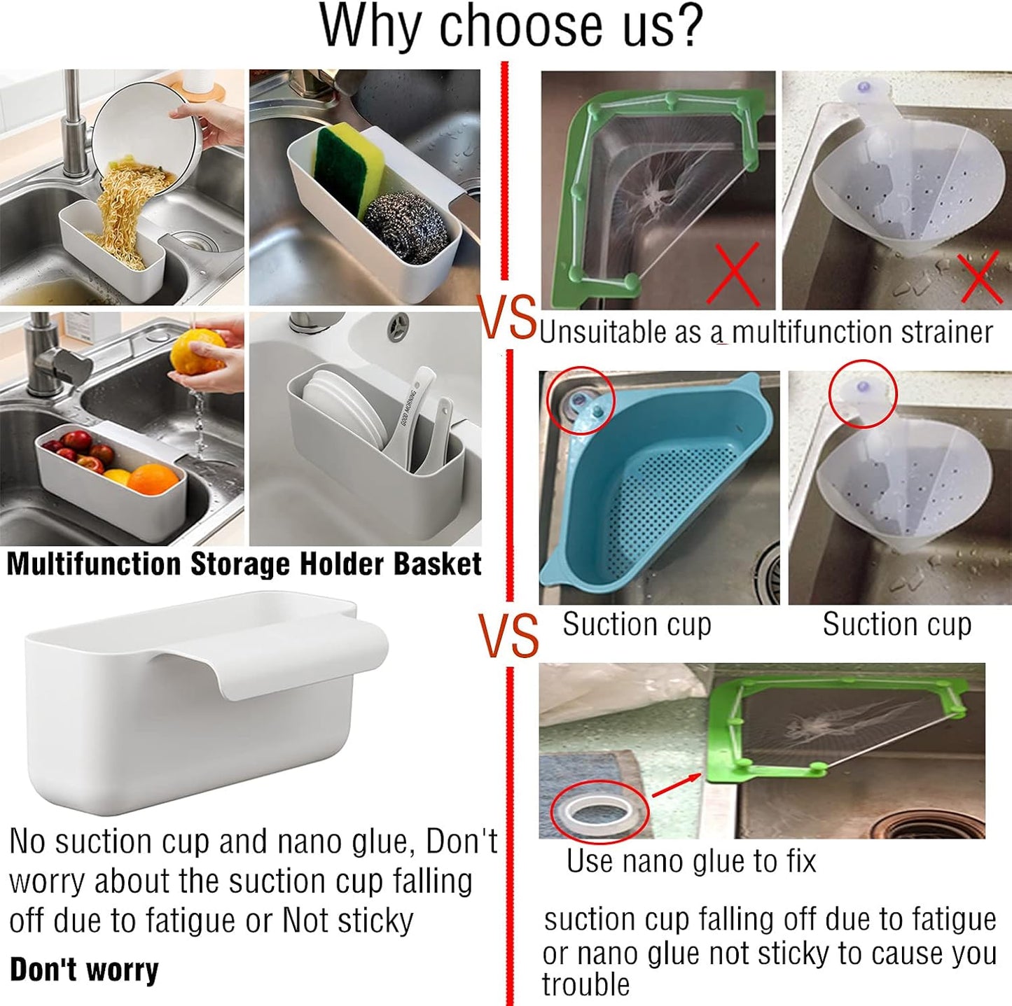 Sink Drain Strainer Basket Kitchen Sink Strainer Sink Food Catcher Kitchen Food Residue Waste Leftovers Strainer Over Sink Triangle Swan Cactus Suction Cup Corner Sink Strainer