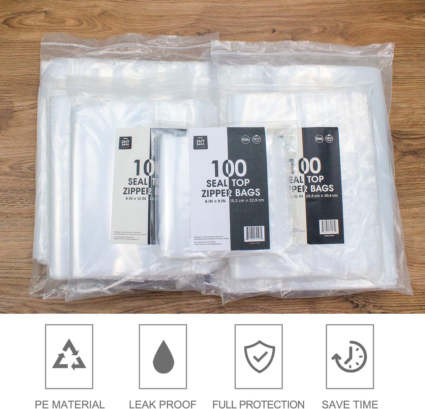 12" X 15" (500 Bags) 2 Mil Clear Reclosable Zip Plastic Poly Bags with Resealable Lock Seal Zipper