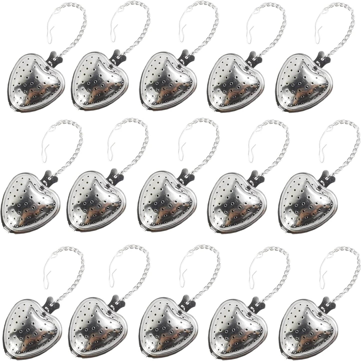 TIHOOD 15PCS Tea Strainer Stainless Steel Mesh Tea Ball Infuser Premium Tea Filter Tea Interval Diffuser with Extended Chain Hook for Loose Leaf Tea and Spices & Seasonings